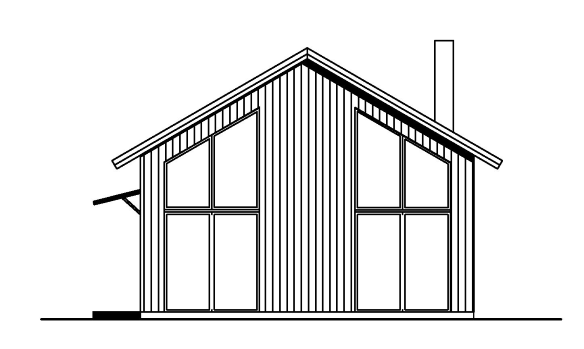 Fritidshus Terezia med sovloft fasadritning gavel med fönsterparti